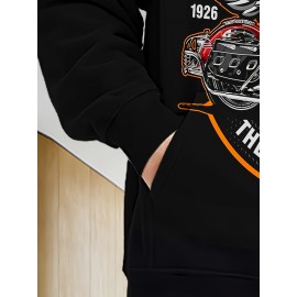 [Men's Motorcycle Hoodie] Black Men's Motorcycle Graphic Hoodie - 