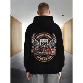 [Men's Motorcycle Hoodie] Black Men's Motorcycle Graphic Hoodie - 