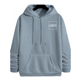 Men's Custom Photo/Text Hooded Sweatshirt - Personalized Logo & Photo Printing, Casual Loose Fit Pullover with Your Own Design, Machine Washable for Casual Attire, Events, Team Uniforms & Promotional Branding