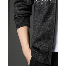 Autumn and winter new casual Men's fashion jacquard hooded knitted cardigan sweater jacket warm top, Autumn Outfit, Cozy Sweater, Knitted Design, Trendy Knitwear, Durable Stitching, Pullover Hoodie, Men’S Sweater, Streetwear Lovers, Winter Wardrobe