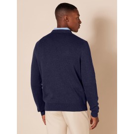 Men's Solid Color Knit Sweater - Thick Warm Winter Pullover with & Long Sleeves, Loose Fit Casual Sweater in Dark Brown/Gray/Navy/Black - Cozy Fall & Winter Sweater for Everyday & Formal Wear, Hand Wash or Dry Clean, Stretchy Knit Fabric, Relaxed Fit for Layering, Suitable for Autumn and Winter Seasons, Sweaters For Men Winter, Knitted Sweater Men, Winter Clothes For Men, Mens Knitted Sweater, Sweater For Men, Sweaters For Men