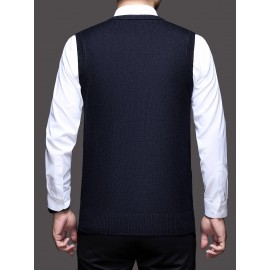 Men'S Solid Color Sleeveless Vest - Classic V-Neck, Regular Fit, Spring/Fall Essential for Casual & Formal Outfits, Versatile Layering Piece, Casual Attire, |classic Vest|sleeveless Design, Men Vest