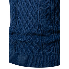 Men's Thickened Warm Slim-Fit Red Cable-Knit Sweater - Soft Light Beige-Friendly Long Sleeve Round Neck Winter Sweater for Business Casual & Casual Attire, Durable Cozy Knit Pullover with Twisted Grid Pattern, Versatile Layering Piece (Hand Washable) - Ideal for Office & Semi-Formal Events, Autumn & Winter Fashion in Vibrant Red with Ribbed Cuffs and Hem, Comfortable and Stylish for Casual Formal Outfits