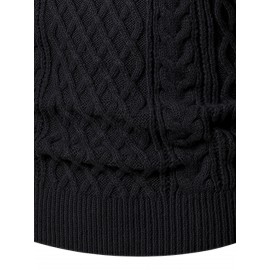 Men's Thickened Warm Slim-Fit Red Cable-Knit Sweater - Soft Light Beige-Friendly Long Sleeve Round Neck Winter Sweater for Business Casual & Casual Attire, Durable Cozy Knit Pullover with Twisted Grid Pattern, Versatile Layering Piece (Hand Washable) - Ideal for Office & Semi-Formal Events, Autumn & Winter Fashion in Vibrant Red with Ribbed Cuffs and Hem, Comfortable and Stylish for Casual Formal Outfits