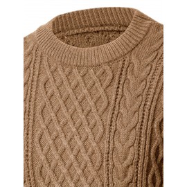 Men's Thickened Warm Slim-Fit Red Cable-Knit Sweater - Soft Light Beige-Friendly Long Sleeve Round Neck Winter Sweater for Business Casual & Casual Attire, Durable Cozy Knit Pullover with Twisted Grid Pattern, Versatile Layering Piece (Hand Washable) - Ideal for Office & Semi-Formal Events, Autumn & Winter Fashion in Vibrant Red with Ribbed Cuffs and Hem, Comfortable and Stylish for Casual Formal Outfits