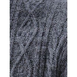 Men's Business Cable-Knit Sweater Jacket with Stand-Up Collar - Machine Washable Gray Winter Office Sweater Coat, Long Sleeve Casual to Meeting Wear, Gym Compatible for Professional & Everyday Use - Solid Color Mature Style