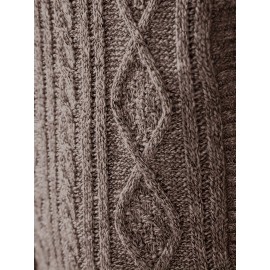 Men's Business Cable-Knit Sweater Jacket with Stand-Up Collar - Machine Washable Gray Winter Office Sweater Coat, Long Sleeve Casual to Meeting Wear, Gym Compatible for Professional & Everyday Use - Solid Color Mature Style