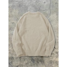 Unisex Casual Knit Sweater | Crew Neck, Long Sleeve, Loose Fit, Solid Color, Rib-Knit, Pullover Style, Suitable for Fall/Winter - ANDREILEE