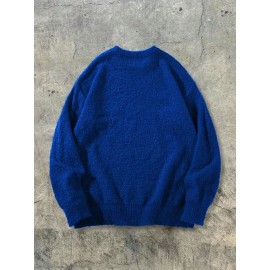 Unisex Casual Knit Sweater | Crew Neck, Long Sleeve, Loose Fit, Solid Color, Rib-Knit, Pullover Style, Suitable for Fall/Winter - ANDREILEE