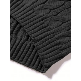 Men'S Lapel Pullover Cable Knit Long Sleeve Warm Sweater