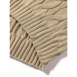 Men'S Lapel Pullover Cable Knit Long Sleeve Warm Sweater