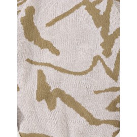 Men's Soft Beige & Brown Geometric Pattern Sweater - Casual Round Neck Long Sleeve Knit Pullover, Warm Winter & Spring/Fall Layering, Comfortable Beige & Brown Color Block Sweater for Men, Versatile Everyday & Formal Outfits, Hand Washable Knit Sweater with Modern Geometric Design, Relaxed Fit for Autumn and Spring Wear, Stylish and Cozy Knitted Top, Knit Sweater Men, Knitted Sweater Men