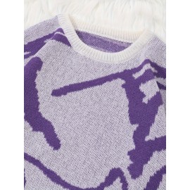 Men's Soft Beige & Brown Geometric Pattern Sweater - Casual Round Neck Long Sleeve Knit Pullover, Warm Winter & Spring/Fall Layering, Comfortable Beige & Brown Color Block Sweater for Men, Versatile Everyday & Formal Outfits, Hand Washable Knit Sweater with Modern Geometric Design, Relaxed Fit for Autumn and Spring Wear, Stylish and Cozy Knitted Top, Knit Sweater Men, Knitted Sweater Men