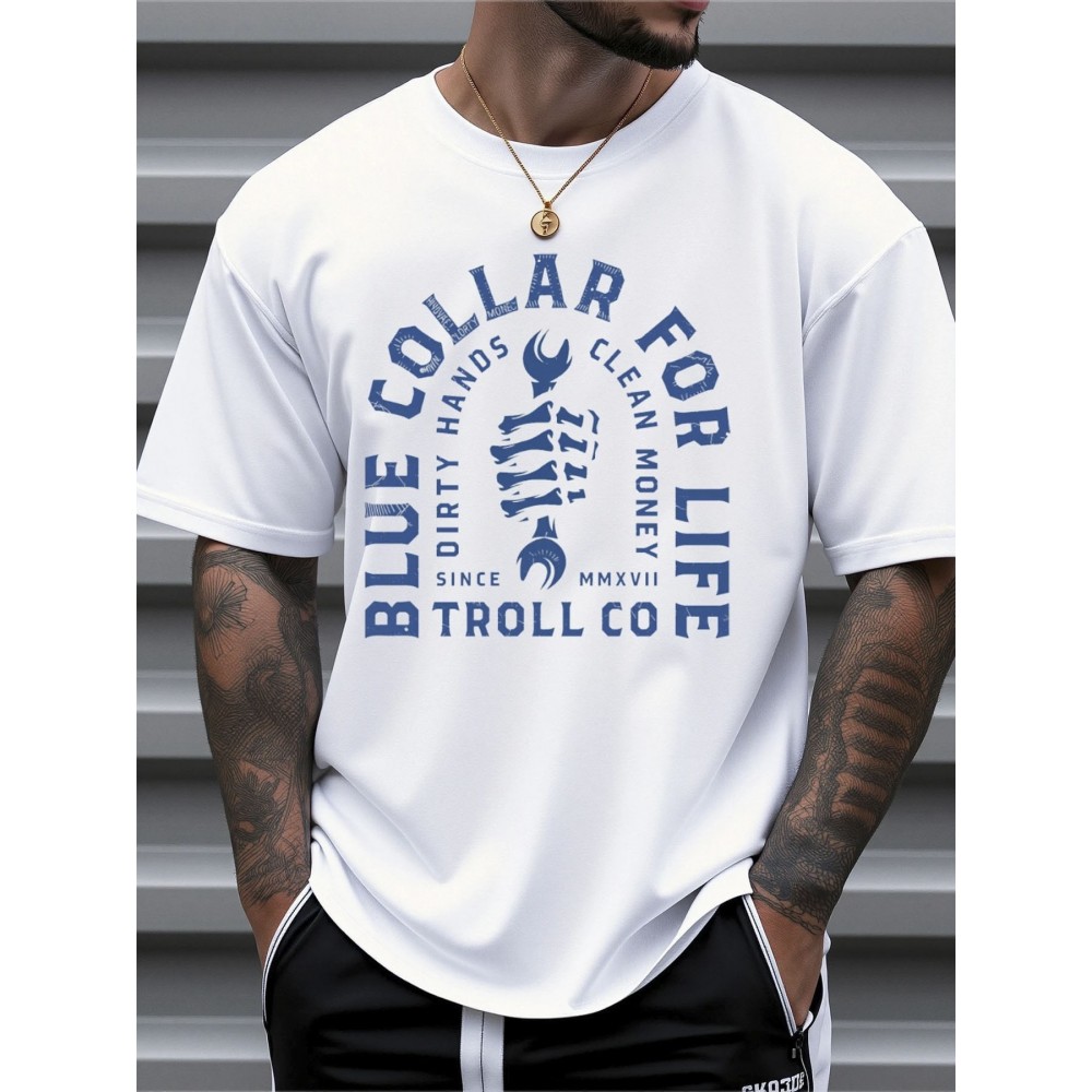 Men's Heavyweight 100% Cotton T-Shirt - Loose Fit Crewneck Tee with Blue Collar Lifestyle Graphic (Hands for Dirty Work, Money Since '97) - Breathable Everyday & Outdoor Shirt for Construction, Gym, Casual Streetwear - Machine Washable All-Season Apparel, Gym Attire, Trendy Graphic Tee, Knit Weave Fabric