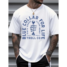 Men's Heavyweight 100% Cotton T-Shirt - Loose Fit Crewneck Tee with Blue Collar Lifestyle Graphic (Hands for Dirty Work, Money Since '97) - Breathable Everyday & Outdoor Shirt for Construction, Gym, Casual Streetwear - Machine Washable All-Season Apparel, Gym Attire, Trendy Graphic Tee, Knit Weave Fabric