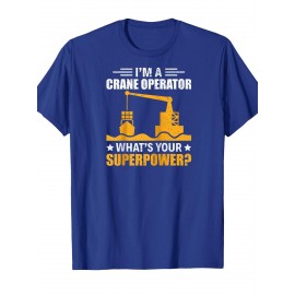 Funny Crane Operator T-Shirt - Olive Green Humor Crew Tee with Crane & Lift Pin Design, Casual Short Sleeve Raglan Shirt for Heavy Equipment Operators, Year-Round Wear