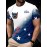 USA Flag 3D Print Casual Men's T-Shirt - 100% Polyester Knit Fabric, Regular Fit, Slight Stretch, 110g/m²