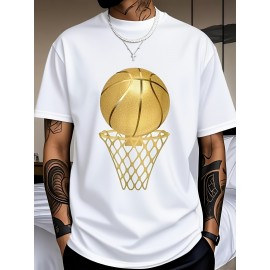 Men's Black 100% Cotton Short Sleeve T-Shirt - Loose Fit Summer Casual Crew Neck Tee with Breathable Fabric, Classic Round Neck & Relaxed Style for Casual Attire, Machine Washable Top