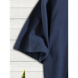 Men's Black 100% Cotton Short Sleeve T-Shirt - Loose Fit Summer Casual Crew Neck Tee with Breathable Fabric, Classic Round Neck & Relaxed Style for Casual Attire, Machine Washable Top