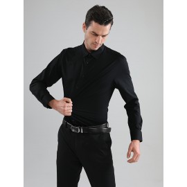 [Stretch Formal Shirt] Stretch Formal Shirt for Men | Long Sleeve, Solid Color, No Pockets, Business Casual Office Workwear for Professionals