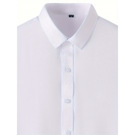 [Stretch Formal Shirt] Stretch Formal Shirt for Men | Long Sleeve, Solid Color, No Pockets, Business Casual Office Workwear for Professionals