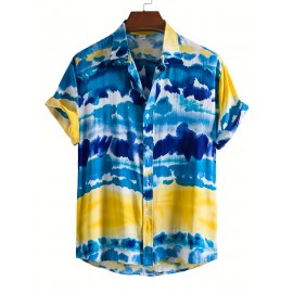 Summer Casual Shirts, Men's Summer Casual Short-sleeved Shirts, Polyester Material, Quick-drying, Abstract Pattern Printing, Suitable for Going Out, Traveling, Vacation, Beach, Polyester Material, Quick-drying, Gift for Boyfriend, Gift for Husband, Shirts for Men Casual, Beach Attire, Vacation Wear, Casual Style, Stylish Design, Quickdry Fabric, Lightweight Material, Printed Tee, Men's Short Sleeve, Adult Clothing, Husband Present