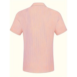 [Casual Shirt] Classic Men's Short Sleeve Shirt | Casual Button-Up, Solid Color Non-Stretch Fabric, Machine Washable, All-Season Versatile Wear for Office & Social Events