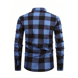 Men's Winter Warm Fleece-Lined Flannel Shirt - Thick Multi-Pocket Plaid Button- Collar Shirt, Wrinkle-Resistant Casual Office & Outdoor Wear, Cozy Long Sleeve for home (Hand Washable) - Regular Fit Fall/ Winter Clothing