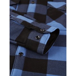 Men's Winter Warm Fleece-Lined Flannel Shirt - Thick Multi-Pocket Plaid Button- Collar Shirt, Wrinkle-Resistant Casual Office & Outdoor Wear, Cozy Long Sleeve for home (Hand Washable) - Regular Fit Fall/ Winter Clothing