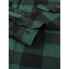 Men's Winter Warm Fleece-Lined Flannel Shirt - Thick Multi-Pocket Plaid Button- Collar Shirt, Wrinkle-Resistant Casual Office & Outdoor Wear, Cozy Long Sleeve for home (Hand Washable) - Regular Fit Fall/ Winter Clothing