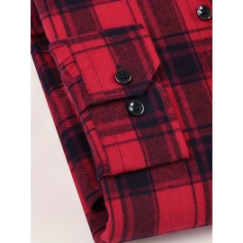 Men'S Wrinkle-Resistant Stretch Long Sleeve Dress Shirt - Business Casual & Formal Button-Up with Chest Pocket, Brown/White Checkered Pattern, Square Collar, Wrinkle-Free Easy Care Fabric for Office, Semi-Formal Events - Spring/Fall Season Shirt for