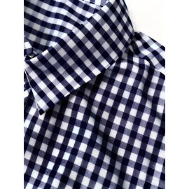 Elson OBM Men's Classic Plaid Button-Up Shirt - Long Sleeve Formal and Casual Top, Non-Stretch Fabric, Front Button Closure, Turn-Down Collar, Office, Wedding, Party Attire - Ideal Gift for Men, Office Wear, Fashion Design, Durable Construction