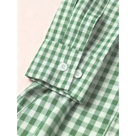 Elson OBM Men's Classic Plaid Button-Up Shirt - Long Sleeve Formal and Casual Top, Non-Stretch Fabric, Front Button Closure, Turn-Down Collar, Office, Wedding, Party Attire - Ideal Gift for Men, Office Wear, Fashion Design, Durable Construction