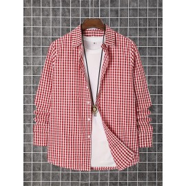 Elson OBM Men's Classic Plaid Button-Up Shirt - Long Sleeve Formal and Casual Top, Non-Stretch Fabric, Front Button Closure, Turn-Down Collar, Office, Wedding, Party Attire - Ideal Gift for Men, Office Wear, Fashion Design, Durable Construction