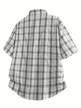 [Trendy Summer Shirt] Trendy Men's Summer Plaid Shirt | Short Sleeved Casual Loose Versatile Top Coat