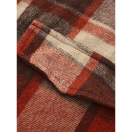 [Vintage Plaid Shirt] Vintage Plaid Shirt for Men | Single-Breasted, Loose Fit, Long Sleeve Casual Top | Black & White Checkered Pattern, Button-Up Front, Nonelastic Fabric | Perfect for Fall/Winter Outings & Casual Wear