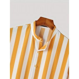 Men's Hawaiian Shirt - Black & White Striped with Orange Collar, Short Sleeve Summer Beach Shirt, Relaxed Fit Casual & Semi-Formal Outfits, Machine Washable Tropical Shirt for Men, Mismatched Pattern with Black and White Stripes, Breathable Fabric for Warm Weather, Stylish and Comfortable for Beach Outings and Casual Attire, Hawaiian Shirt Men Plus Size