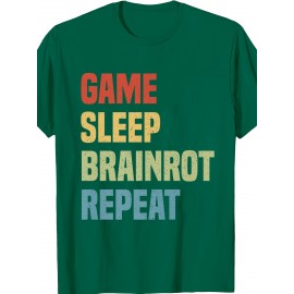 Funny Brainrot Design | For Men'S Game Sleep Brainrot Repeat Italian Brainrot Premium T-Shirt | Crew Neck, Medium Stretch Fabric, Suitable for All Seasons and Various Occasions