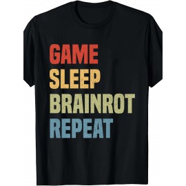 Funny Brainrot Design | For Men'S Game Sleep Brainrot Repeat Italian Brainrot Premium T-Shirt | Crew Neck, Medium Stretch Fabric, Suitable for All Seasons and Various Occasions
