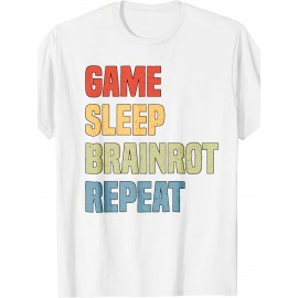 Funny Brainrot Design | For Men'S Game Sleep Brainrot Repeat Italian Brainrot Premium T-Shirt | Crew Neck, Medium Stretch Fabric, Suitable for All Seasons and Various Occasions