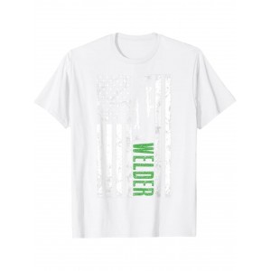 Men'S Heavyweight 100% Welding Shirt - American Flag Welder T-Shirt with Welding Tools Graphic, Welding Helmet Design - All-Season Breathable Workwear for Welders, Welding Gifts for Men - Casual & Industrial Apparel (Regular Fit) - Ideal Welder Present for Birthdays, 4th of July, Labor Day - Patriotic Welding Apparel with Welding Rod & Welding Helmet Print, Round Neck Short-Sleeve Casual Wear for Welding Enthusiasts, Welder T Shirt, Men Graphic Tee, Men Graphic T Shirt, Graphic T