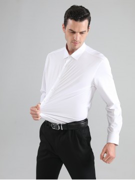 [Stretch Formal Shirt] Stretch Formal Shirt for Men | Long Sleeve, Solid Color, No Pockets, Business Casual Office Workwear for Professionals